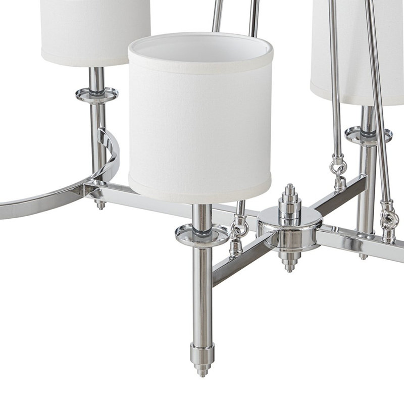 Lustre 6 lumières avec abat-jours cylindriques en tissu Voir ci-dessous