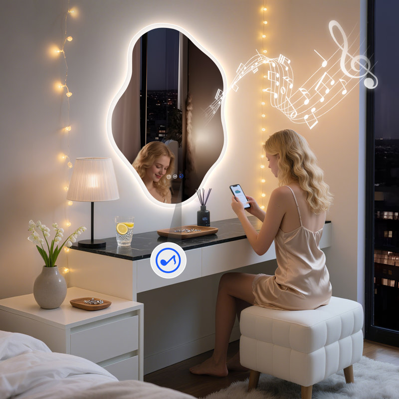 Stylish Irregular Vanity Mirror with Smart Memory Function, Cloud 