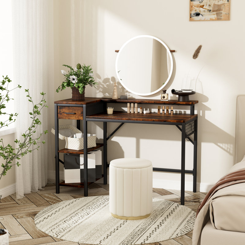 Andrick Metal Base Computer Desk, Brown