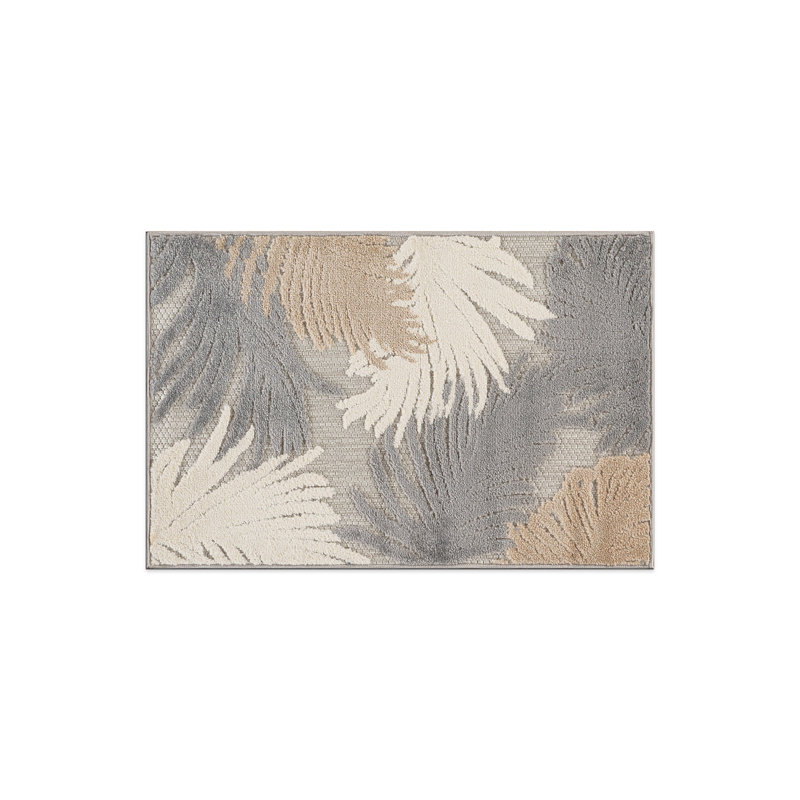 Hernandez Floral Indoor & Outdoor Area Rug, Rectangle 2' x 3', Beige/White/Gray