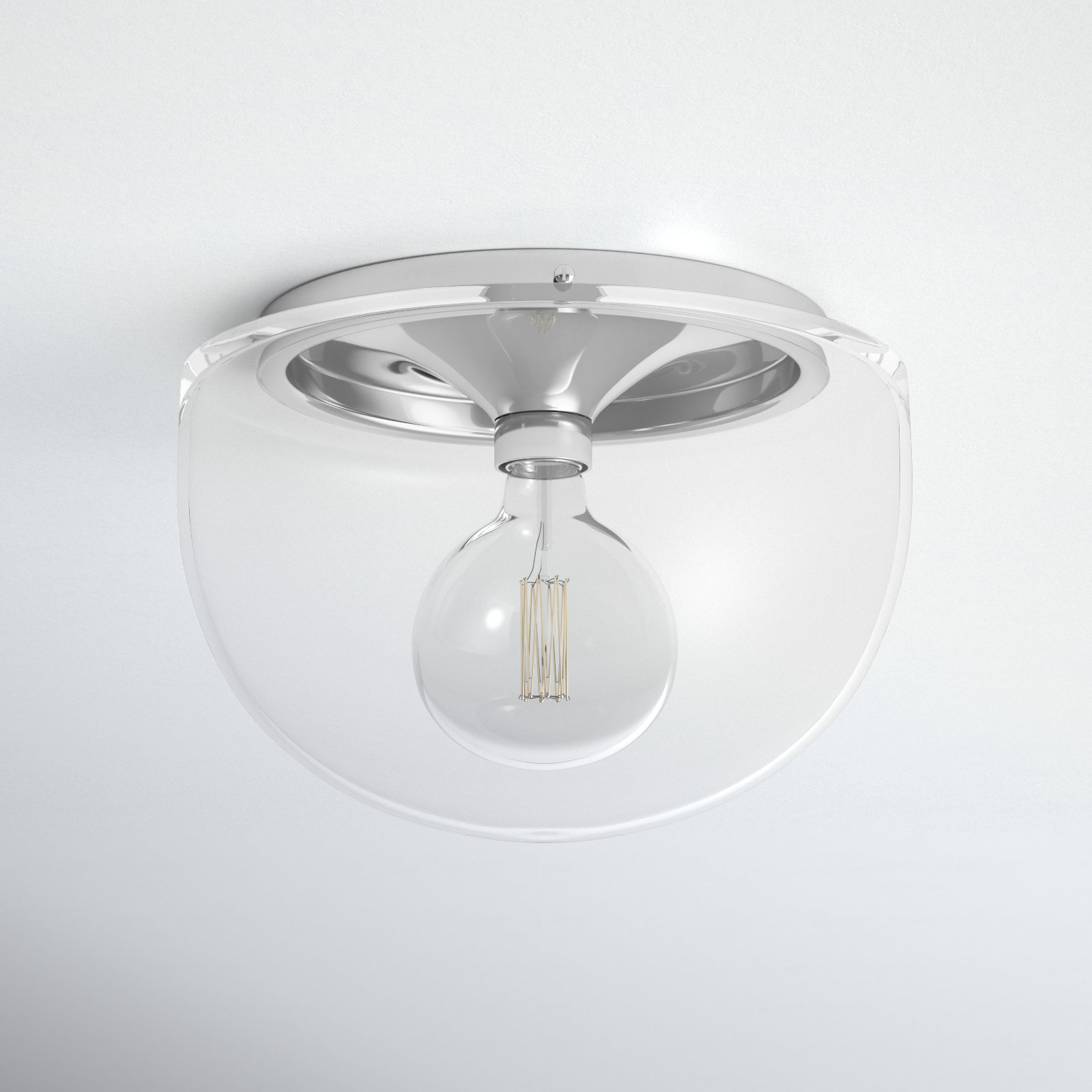 Alexi Single Light Glass Flush Mount, Polished Nickel, 9.5" H x 13.75" W x 13.75" D