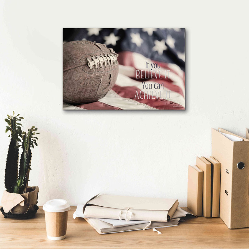 «Football Believe On Canvas» par Lori Deiter, reproduction, H 12 po x l 18 po x P 0,75 po
