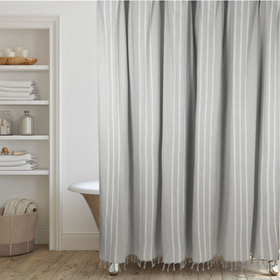 Neleh Cotton Striped Shower Curtain