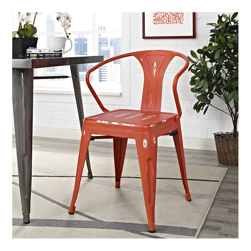Modway Promenade Metal Dining Chair, Red