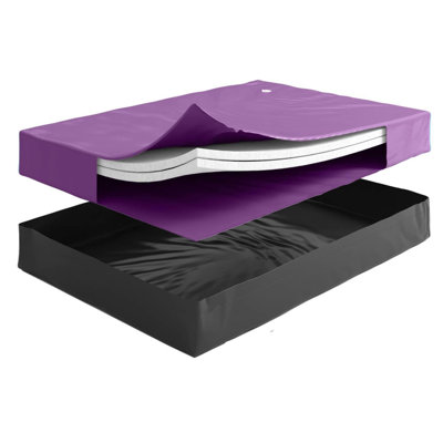 Matelas semi-ondulé 60% pour lit d'eau rigide - Contient deux couches de fibres réductrices de vagues - Les coins de la ceinture sont renforcés - Vinyle lisse de 18 ml - Structure non incluse - Grand