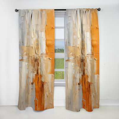 Glam Orange Beige Collage IV - Fashion Blackout Abstract Curtain - 1 Panel