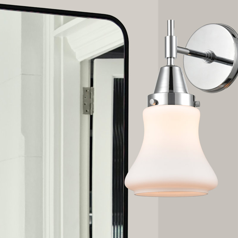 Gayle Armed Sconce, Incandescent, Polished Chrome, Matte White