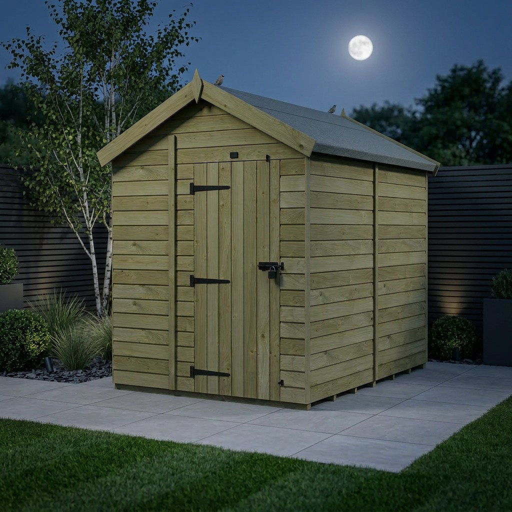 Total Sheds 6ft x 8ft Apex Garden Shed - Single Door - No Windows - Pressure Treated Timber - UK Manufactured