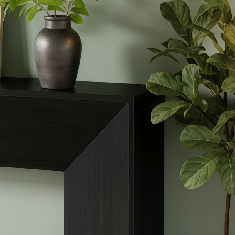 Console moderne en bois de 63 pouces, noire, avec rangement intégré, convenant au salon.