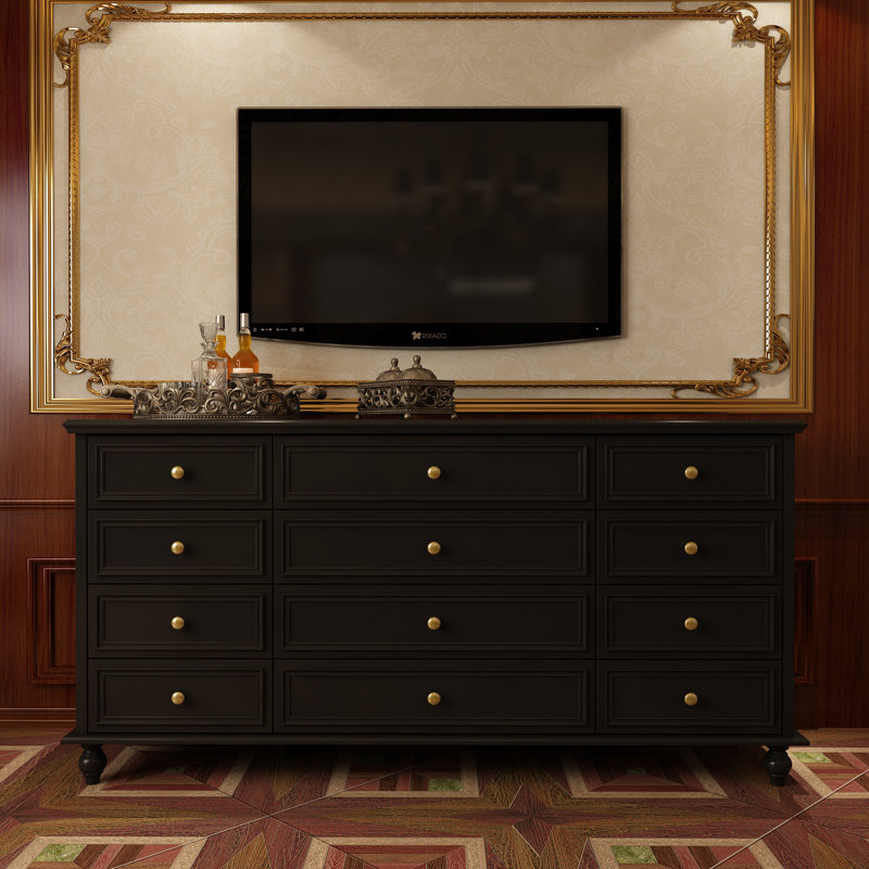 Commode 12 tiroirs Danet, Noir