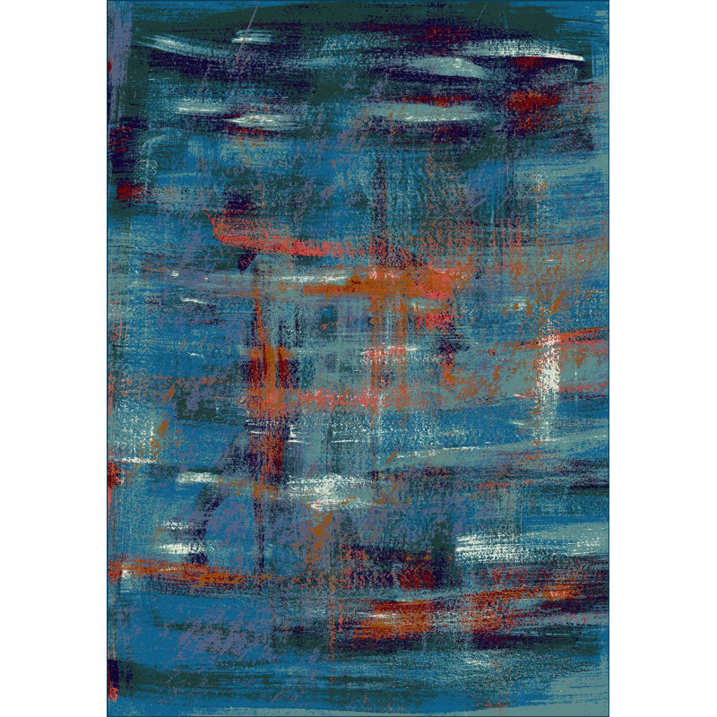 Fuqua Abstract 2'8 x 3'11" Blue Area Rug
