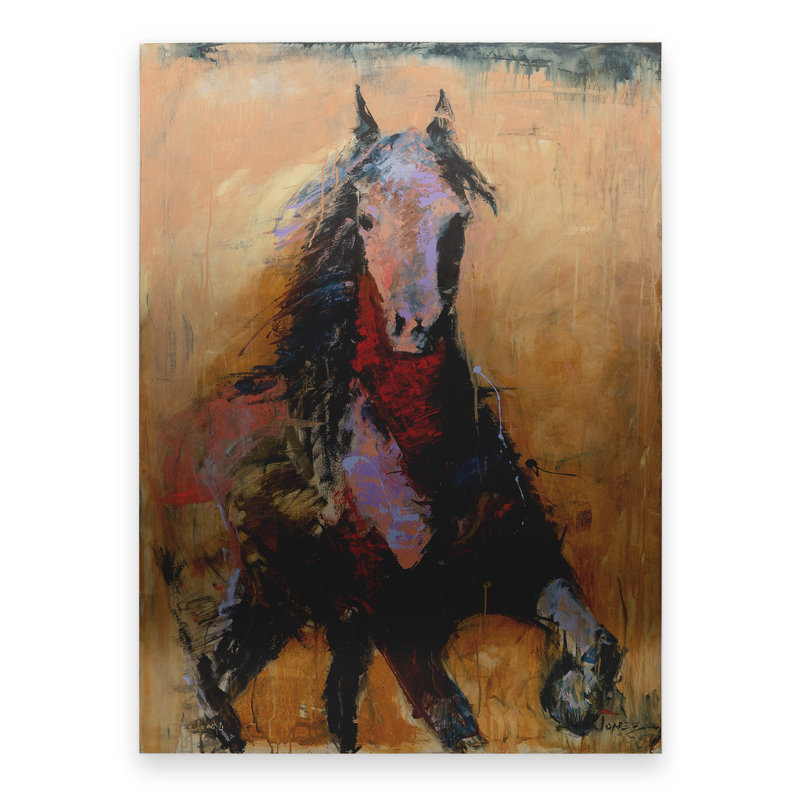 «Golden Horse» Joarez, art en aluminium brossé flottant
