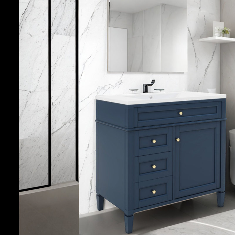 Meuble-lavabo simple avec plateau Cvanko 36, Bleu