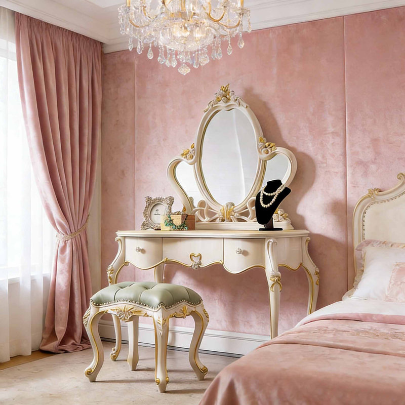 Coiffeuse de luxe sculptée de style européen