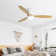 52 Inch Flush Mount Ceiling Fan DC 3 Solid Wood Fan Blade Noiseless Reversible Motor Remote Control With Light