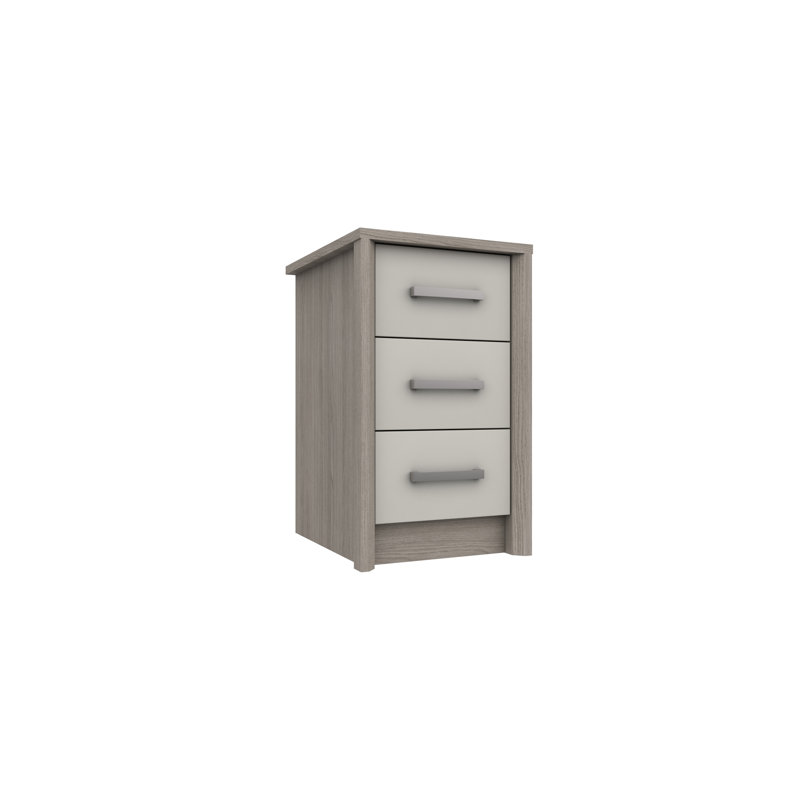 Colville 18cm W Solid Wood Bedside Table, Grey Oak/White Grey Gloss