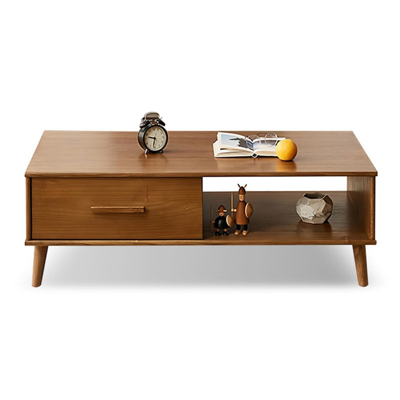Brown Solid Wood Rectangular Coffee Table, Brown, 15.75" H x 47.24" L x 23.62" W