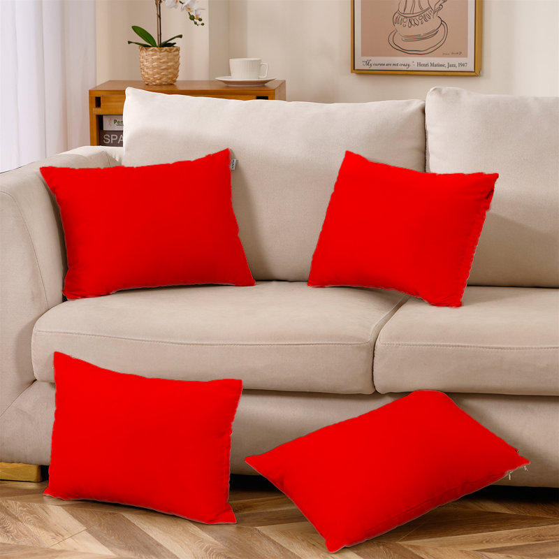 Ensemble de 4 housses de coussin en velours, Noir, Housse de coussin seulement - sans coussin