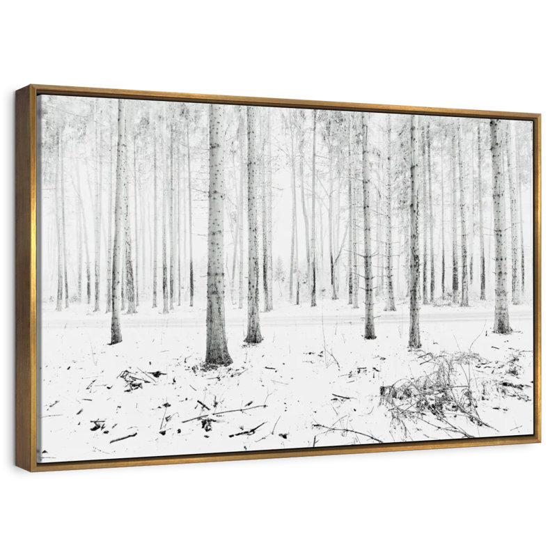 Forêt d'hiver de Langenargen, Cadre flottant doré, 37 po x 25 po