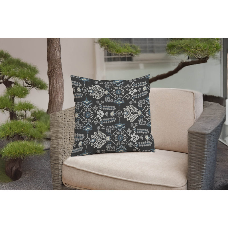 Coussin décoratif Zoey, Gris anthracite, Carré 18 po