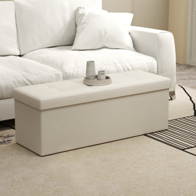 Banc de rangement avec repose-pieds, repose-pieds pliant pour repose-pieds, 15 po x 43,3 po x 15 po, banc de bout de lit, coffre de rangement, charge jusqu'à 660 lb, pour le salon, la chambre à coucher et le vestibule