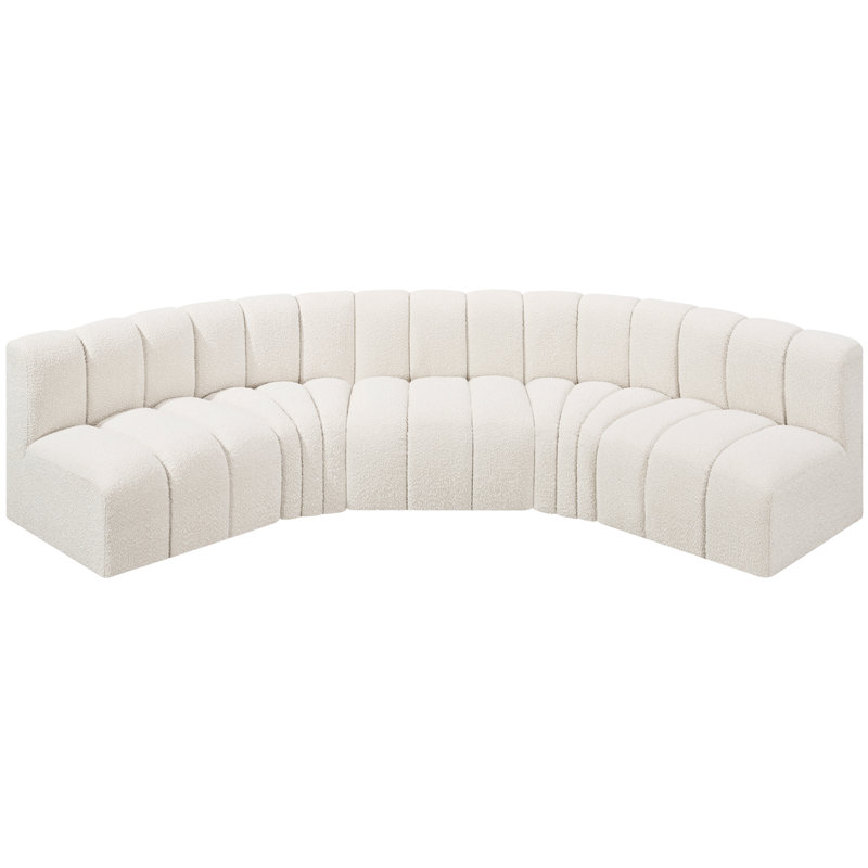 Canapé et méridienne rembourrés Hridaan, Tissu crème bouclé
