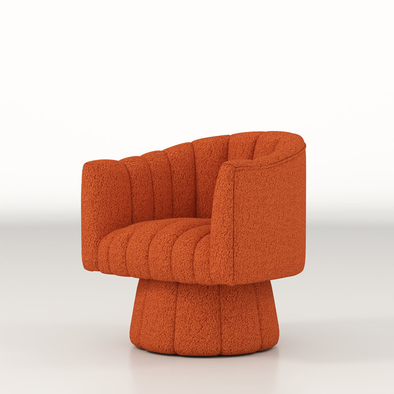 Murrow Upholstered Swivel Barrel Chair, Orange Teddy