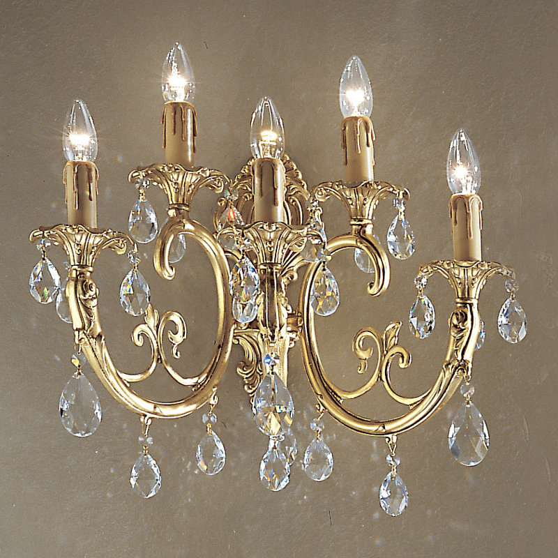 Lampe murale 5 lumières bougie Princeton, Sans cristal, Bronze satiné