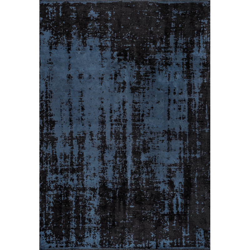 Rapture Black Blue Luxury Area Rug, Rectangle 7'10" x 11'2"