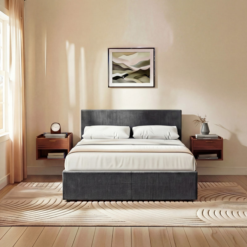Enya Upholstered Ottoman Bed, UKFR Certified, Dark Grey, Double (4'7)