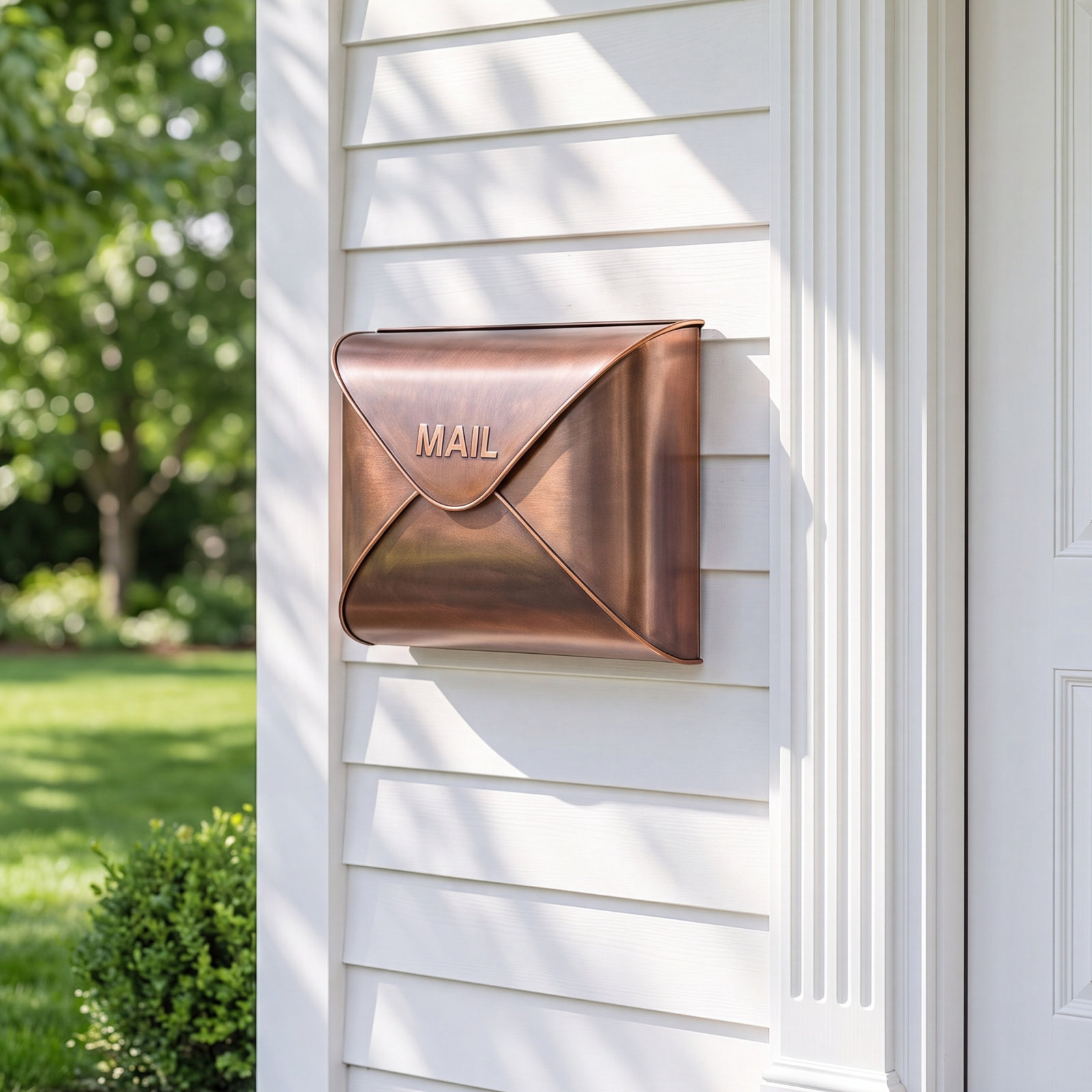 Metal Wall-Mounted Mailbox, Copper