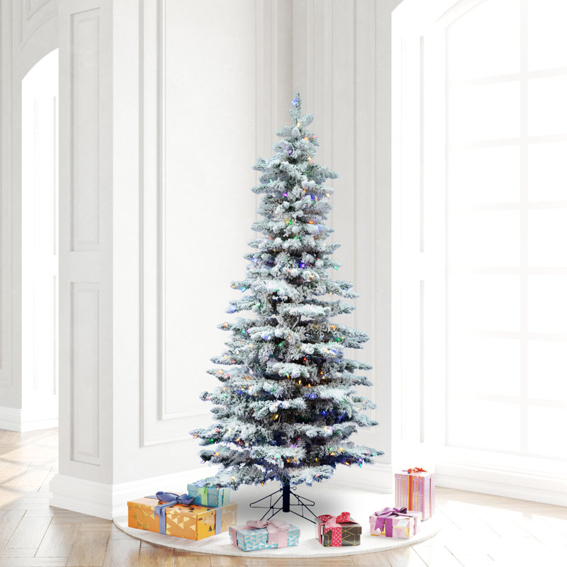 Utica Flocked Fir Slim Artificial Christmas Tree, 6.5' H