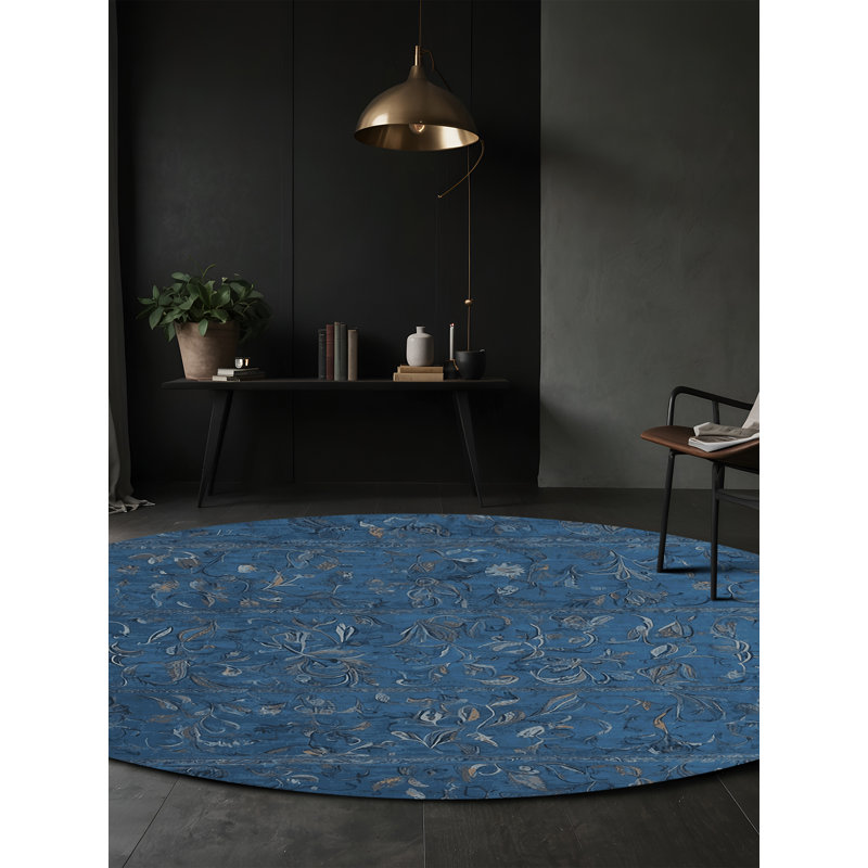 Machine Washable Gray Area Rug, Round 8'