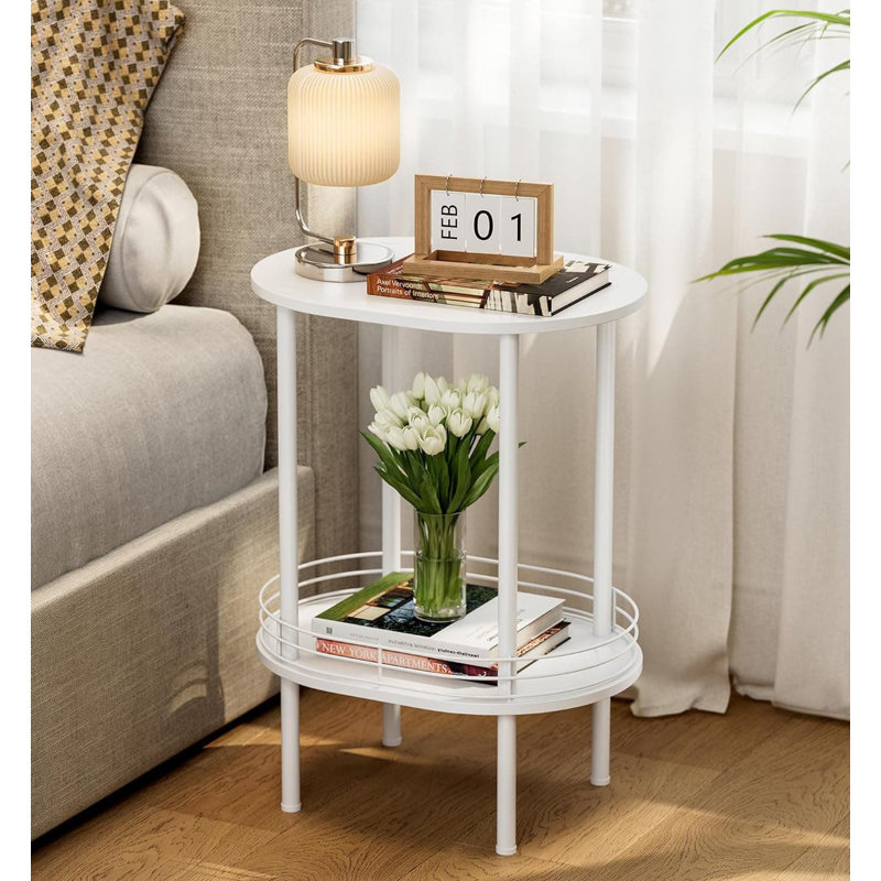 Small Round Side Table - Black (Bedside Nightstand with Storage, Living Room/Bathroom/Bedroom/Nursery/Laundry Small Table)