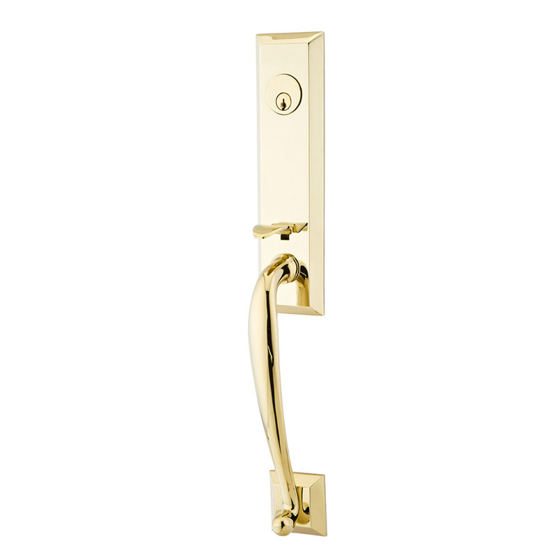 Emtek Adams Monolithic Single Cylinder Tubular Entryset, Lifetime Brass, Santa Fe Lever, Left Handed