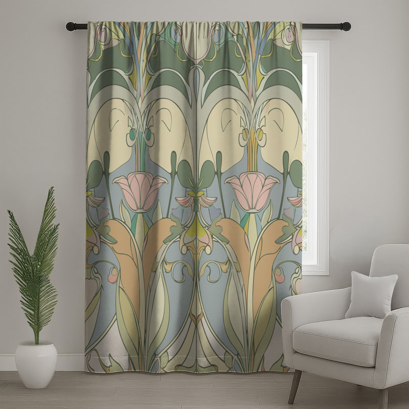 Rideaux Art Nouveau, voilages et voilages à motif floral - 1 panneau, 50" x 80" - 1 Panel, Transparent