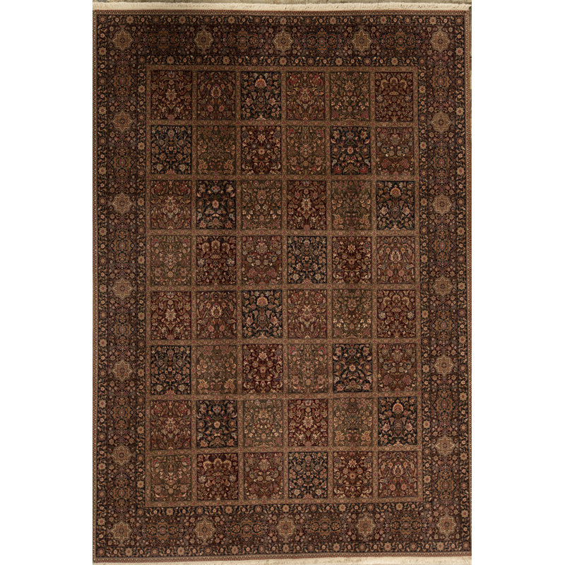Hand-Knotted High-Quality Rust and Black Area Rug