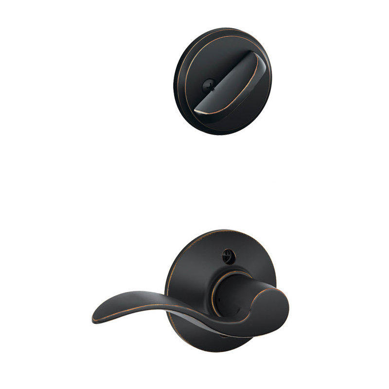 Accent Single Cylinder Interior Lever Set, Aged Bronze, Yes, Left