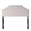 Tête de lit à boutons en gris - grand et double pour une allure moderne de chambre à coucher avec coutures en losange et tissu élégant avec garniture cloutée