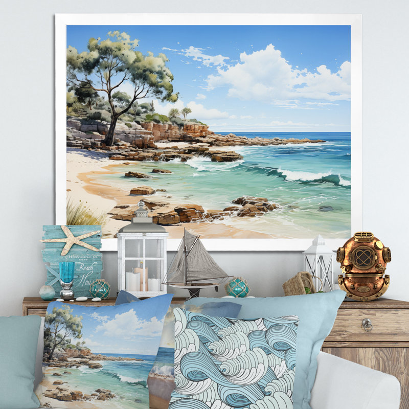 «Alvetta Cable Beach Broome II», reproduction sur toile, Cadre simple blanc, H 30 po x l 40 po x P 1,5 po
