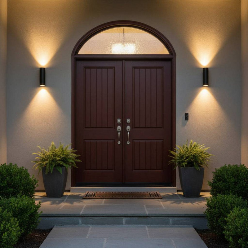 UltraBeam 12 Watt LED Round Black Up and Down Outdoor LED Wall Light 