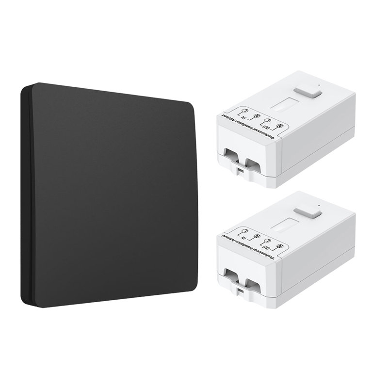 Ener - J 2 Gang Wireless Kinetic Switch Kit with 2 500W RF Receivers Black 100M Range