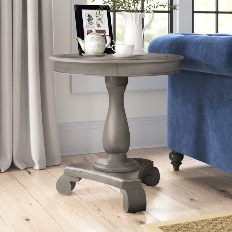 Koeler 26" Round End Table , Antique Grey