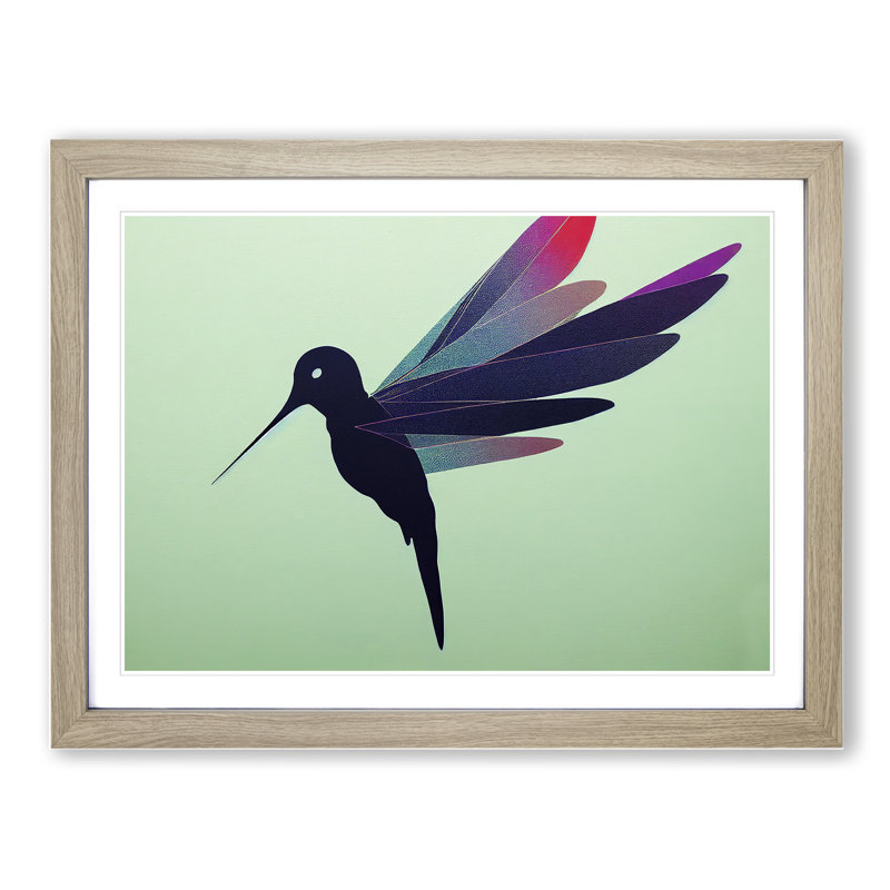 Luscious Hummingbird - Single Picture Frame Print, 46cm H x 64cm W x 2cm D, Oak