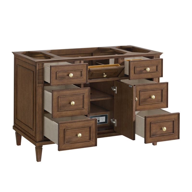 Lorelai 48'' W Single Vanity, Mid-Century Walnut, Eternal Jasmine Pearl