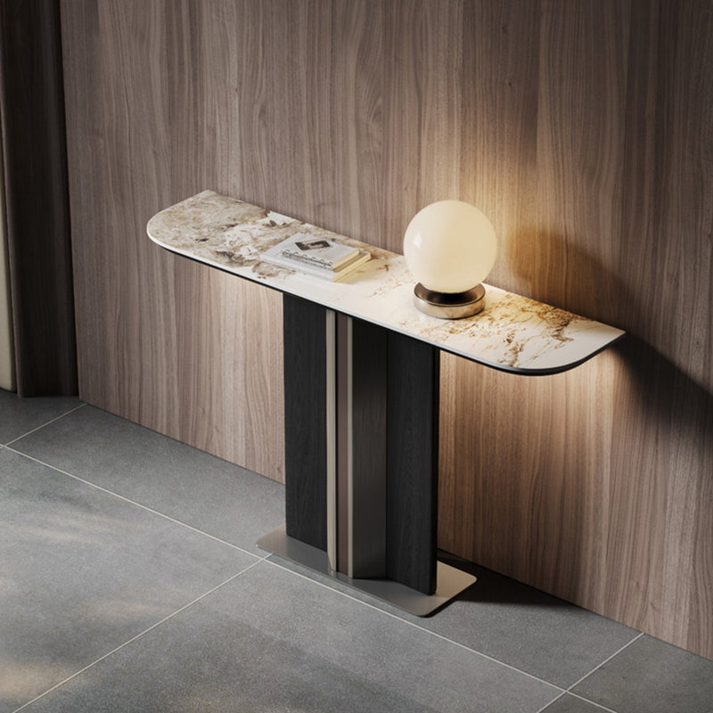 Light luxury style sintered stone console table., 33.4" H x 55" W x 13.7" D