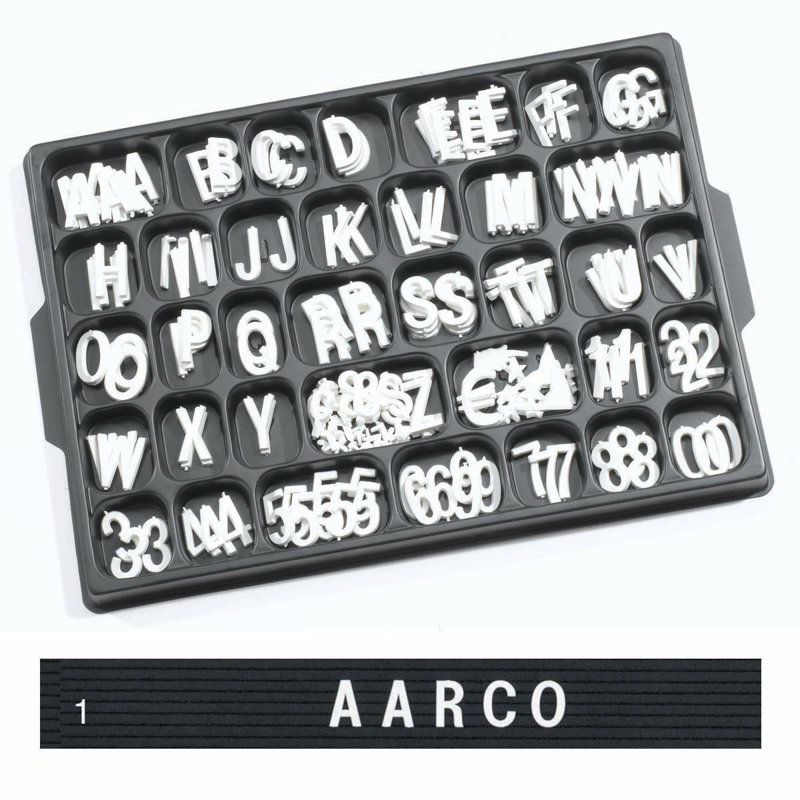 White Plastic Helvetica Letter Board Set with Tray