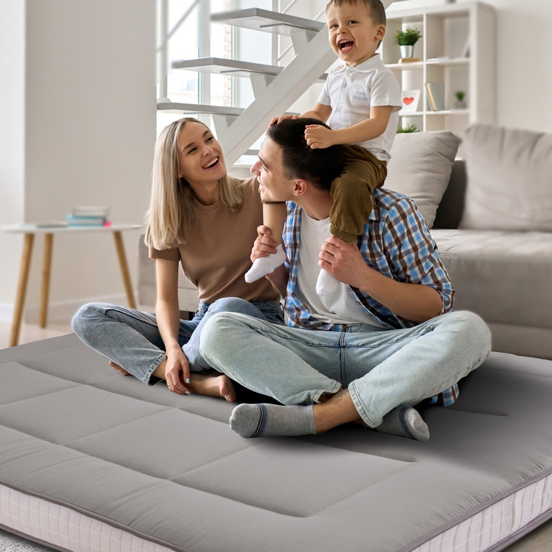 Kumari 6'' Thick Floor Futon Mattress, Dark Gray, Queen