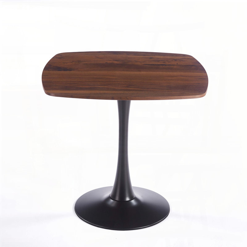 31.5-Inch Walnut Round Dining Table - Modern Pedestal Design, 28.93"H x 31.5"L x 31.5"W, Brown/Black