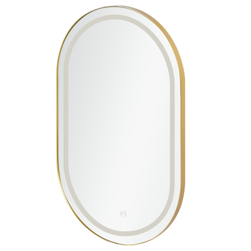 Strausbaugh 21'' W 34'' H LED Lighting Recessed Framed Medicine Cabinet, Gold